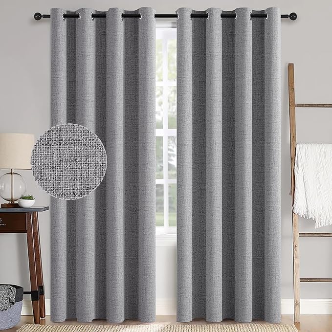 MIULEE Linen Texture Curtains for Bedroom Solid 100% Blackout Thermal Insulated by MIULEE