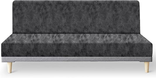molasofa Leather Like Stretch Futon Slipcover Armless Futon Bed Sofa Cover by Molasofa