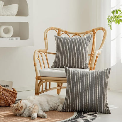 Set of 2 Striped Boho Multicolor Candlewick Throw Pillow Covers - Image 3