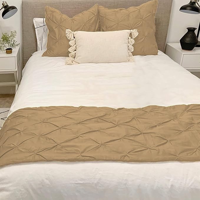 Bed Runner Set - 100% Pure Cotton 800 Thread Count - Luxury 1 Pinch Pleated Bed - Image 2
