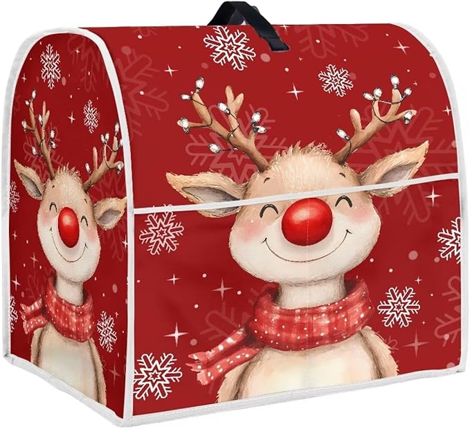 Christmas Reindeer Stand Mixer Cover 4.5-5 Quart Kitchen Mixer Cover Washable by HUISEFOR