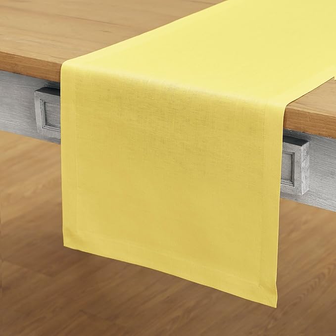 Solino Home Linen Sunshine Yellow Table Runner 120 Inches Long - Image 2