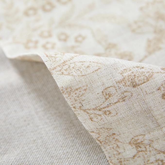 jinchan Linen Valance Curtain Farmhouse Floral Printed Small Window Curtain - Image 9