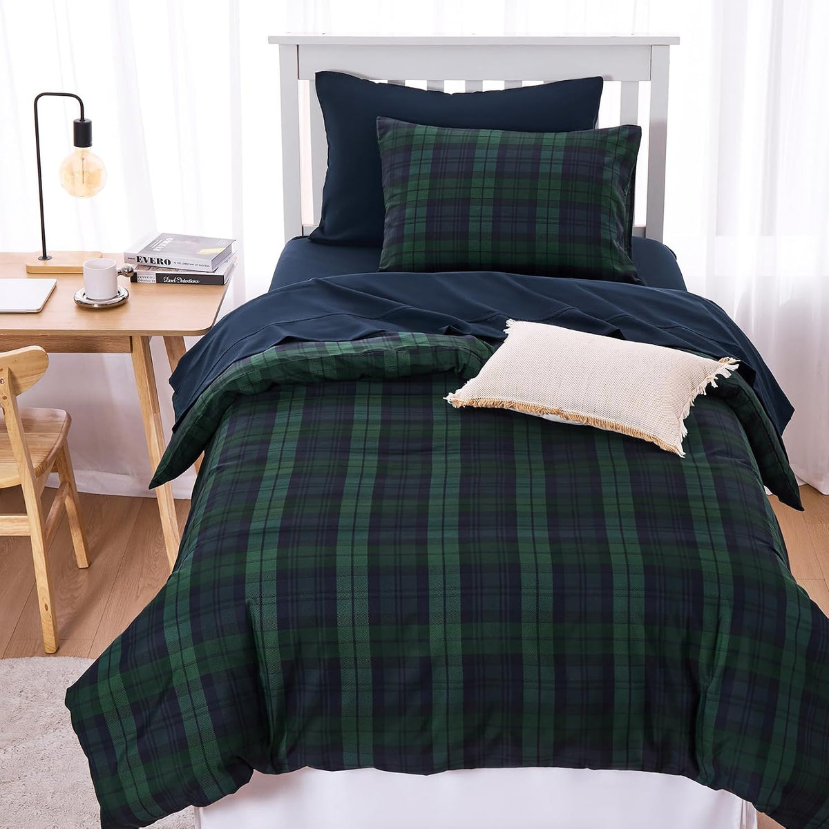 wake in cloud - plaid comforter set, scottish, close-up detail