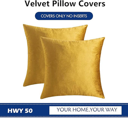 HWY 50 Dark Gold Velvet Throw Pillow Covers 18x18 Inch - Image 6