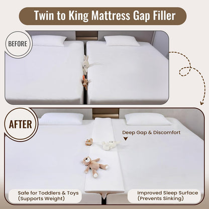 vekkia 80”×12”wide & thin split king gap filler, side view