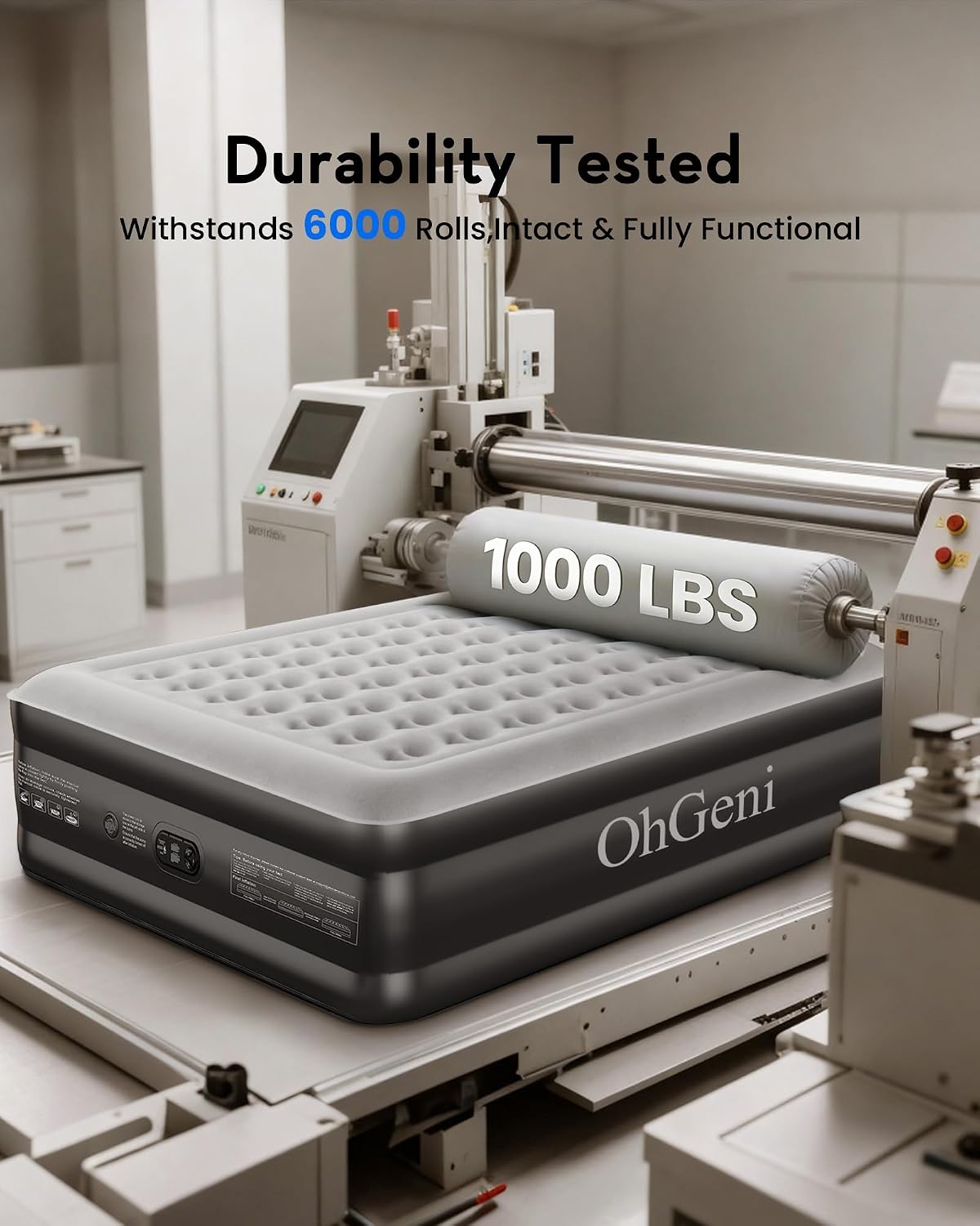 ohgeni 20" raised california king air mattress with showing dimensions