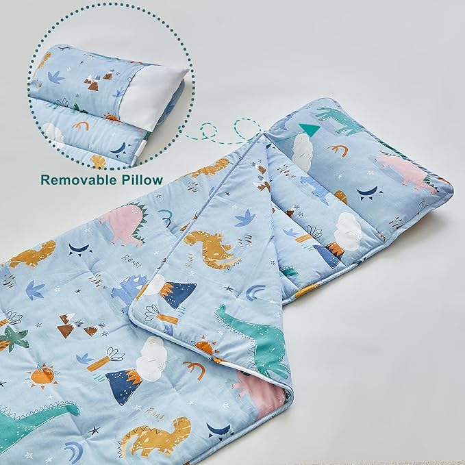 Toddler Nap Mat with Removable Pillow, Ultra Soft Slumber Bags - Image 5