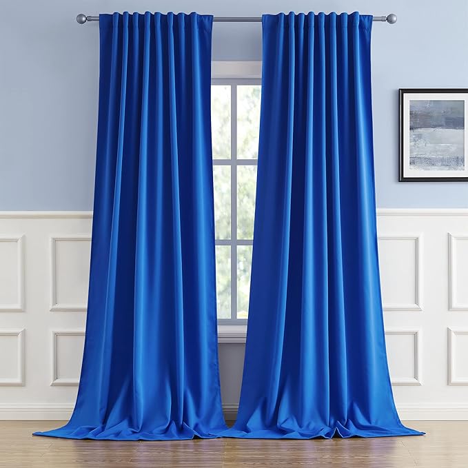 DUALIFE Royal Blue Curtains Room Darkening Curtains，Rod Pocket and Back Tab by DUALIFE