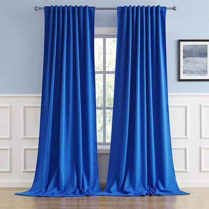 DUALIFE Royal Blue Curtains Room Darkening Curtains，Rod Pocket and Back Tab by DUALIFE