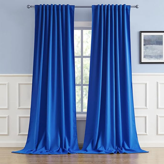 DUALIFE Royal Blue Curtains Room Darkening Curtains，Rod Pocket and Back Tab by DUALIFE