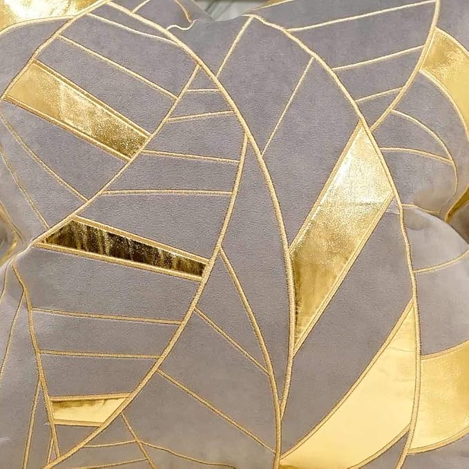 Avigers 18 x 18 Inches Grey Gold Striped Cushion Case Luxury European Throw - Image 3