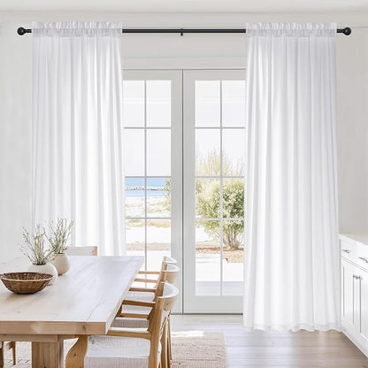 NICETOWN Pure White Privacy Sheer Curtains 52 x 90 Inches 2 Panels, by NICETOWN