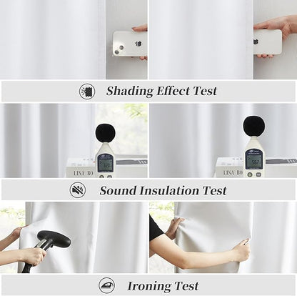 KEQIAOSUOCAI Linen White Sliding Door Curtains 102 Inches Long, 100% Blackout - Image 6