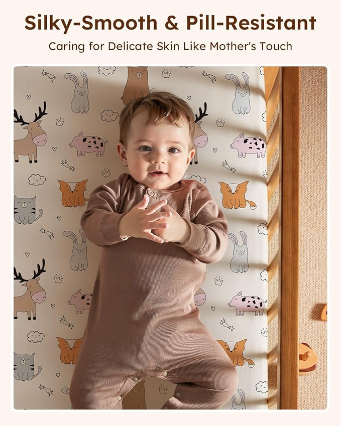 Pack and Play Sheets Fitted 3 Pack, Mini Crib Sheets - Image 2