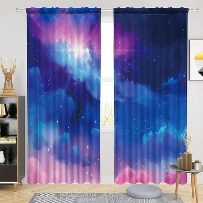 Renaiss 42 x 108 Inch Universe Galaxy Kids Boys Bedroom Curtains Outer Space by Renaiss