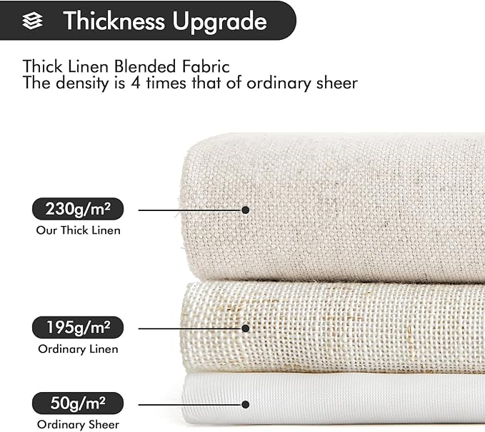 MIULEE Non-See-Through Privacy Linen Curtains 2 Panels, Light Filtering Window - Image 5