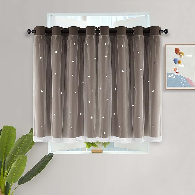 Kinryb Kids Blackout Curtains for Bedroom/Living Room/Classroom, Sheer Overlay - Image 2