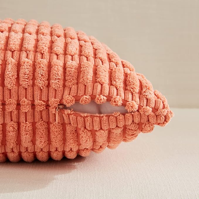 Fancy Homi 4 Packs Boho Coral Decorative Throw Pillow Covers 18x18 Inch - Image 3