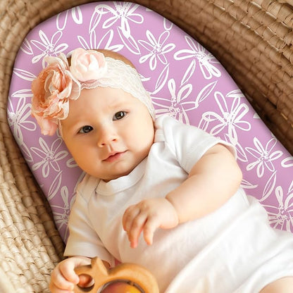 Baby Bassinet Sheets Girl Boy, Fitted Bassinet Sheet Set 3 Pack Bassinet - Image 2