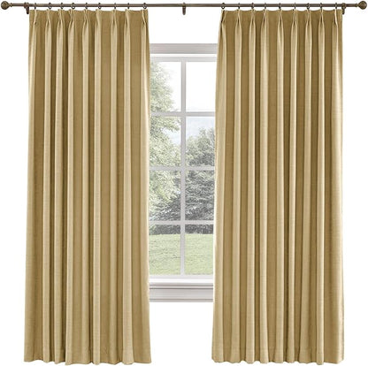 TWOPAGES 36 W x 120 L inch Pinch Pleated Curtain Room Darkening Linen Drapery by TWOPAGES