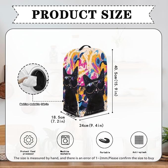 Cool Black Cats Blender Cover Kitchen Appliance Cover Anti Fingerprint Dust - Image 6