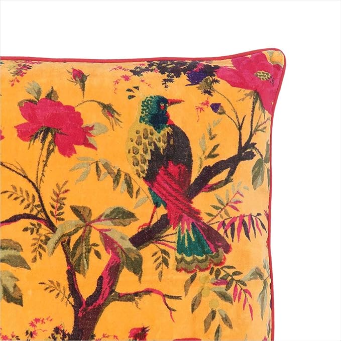 Eyes of India Velvet Floral Flower Bird Throw Pillow Sofa Cushion Cover Case - Image 6