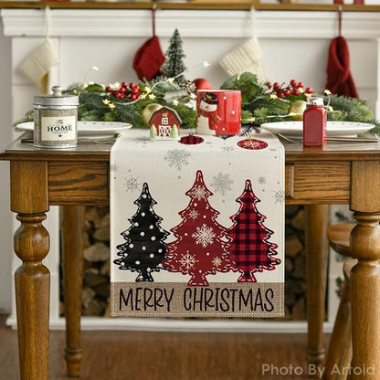 Artoid Mode Red Pine Trees Merry Christmas Table Runner, Winter Xmas Holiday - Image 7