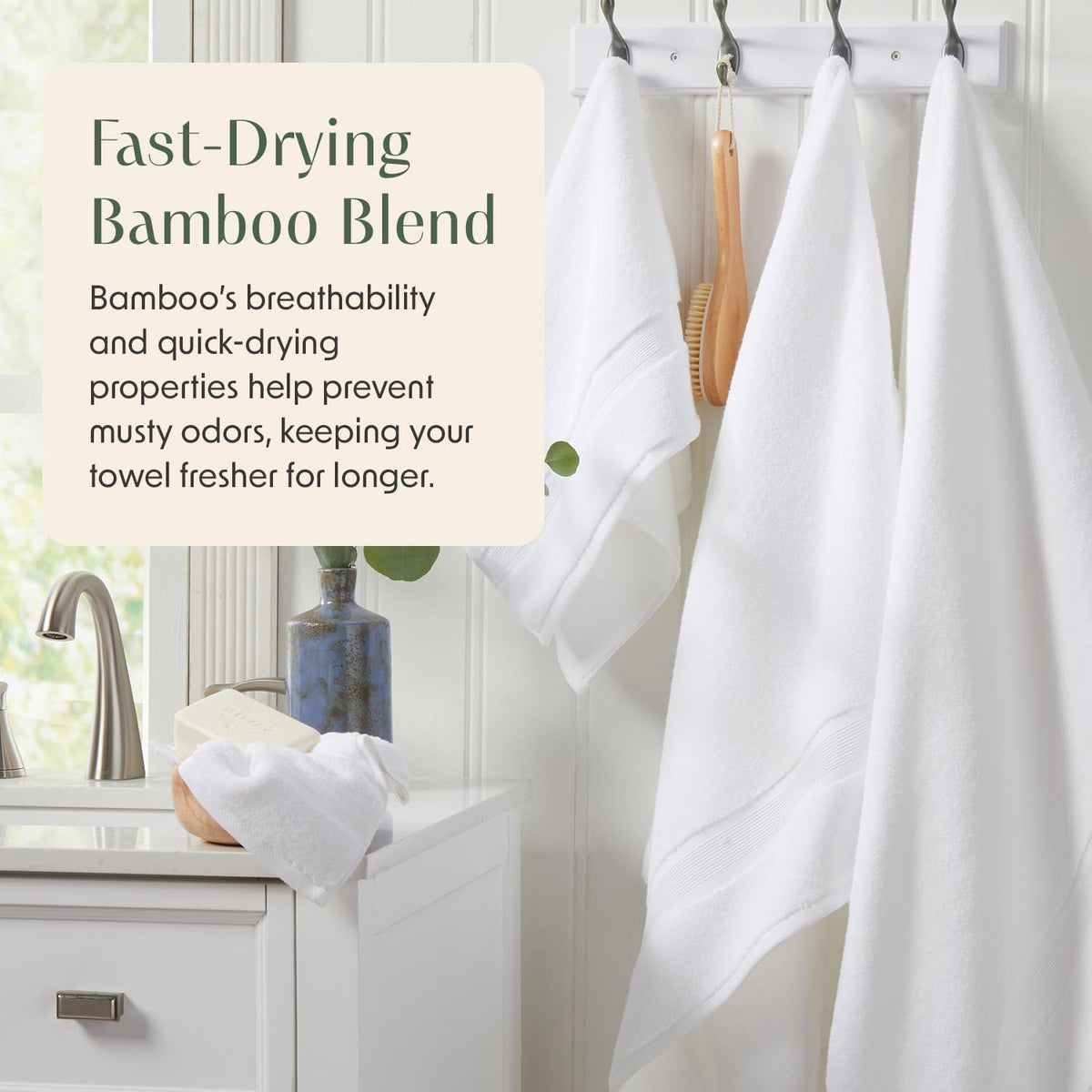 springtree home luxury bamboo rayon bath towel set, close-up detail
