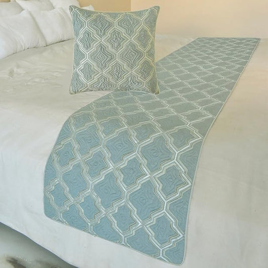 The HomeCentric King/Queen/Twin Light Blue Decorative Bed Runner King 90"x18" by TheHomeCentric
