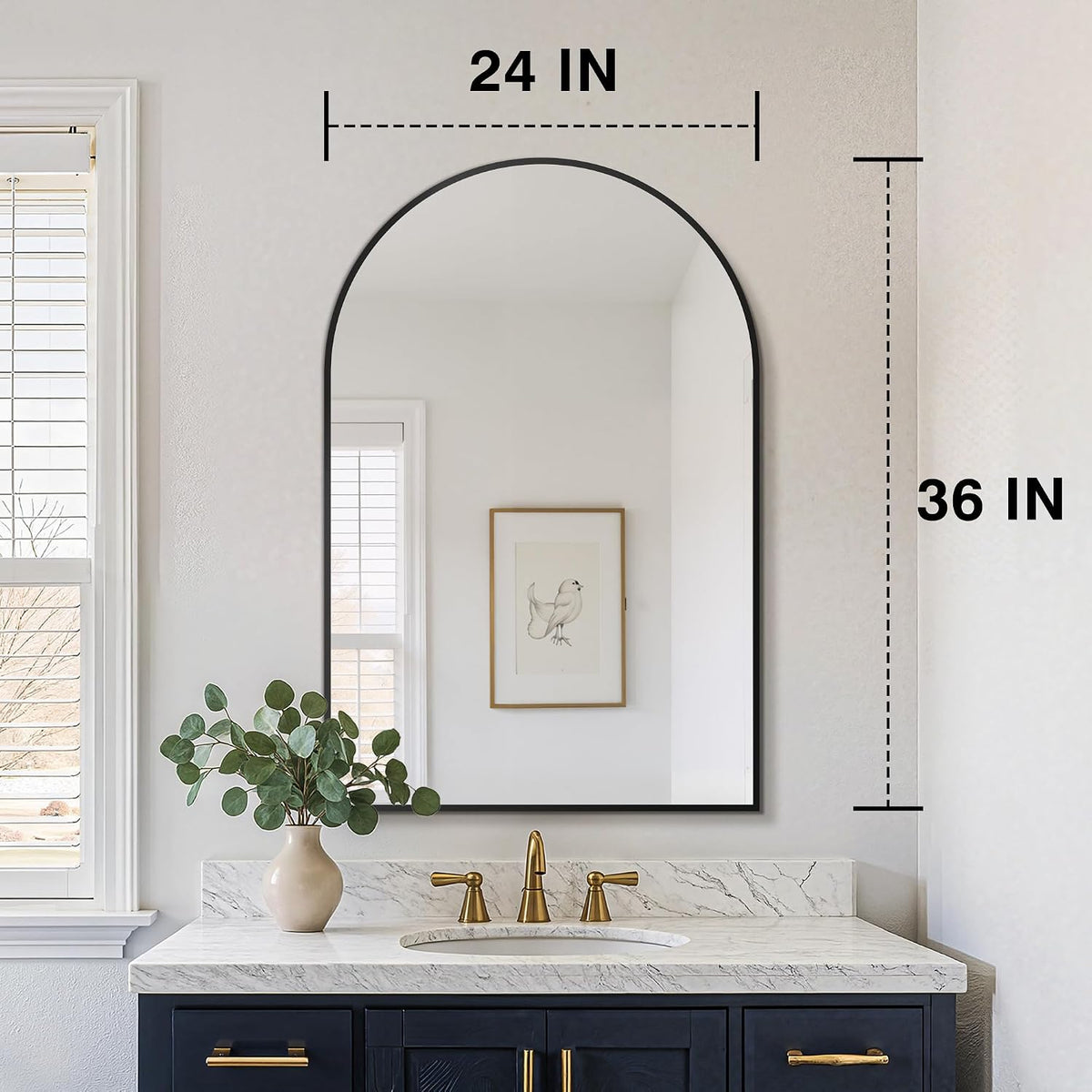 fictor 2 pack 24" x 36" arched bathroom shown in use