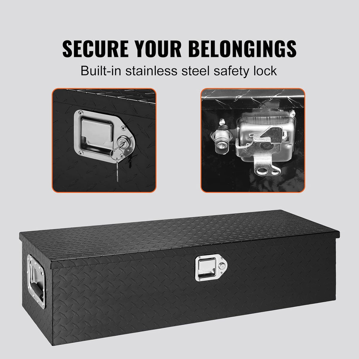 vevor heavy duty aluminum truck bed tool box, side view