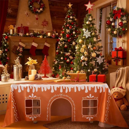 Gingerbread House Christmas Tablecloth, Reusable Waterproof Stain-Resistant - Image 7