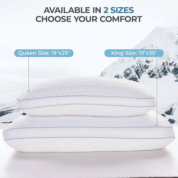 Sweetnight Cooling Pillows King Size Set of 2, Shredded Memory Foam Pillows 2 - Image 7