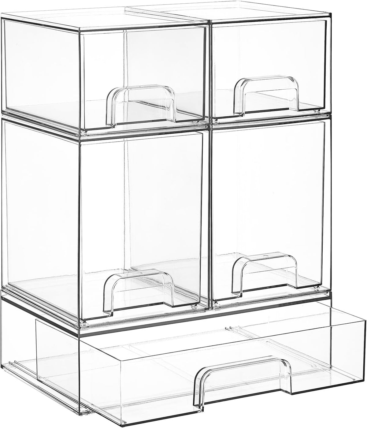 vtopmart clear stackable storage drawers set of 5, main product view