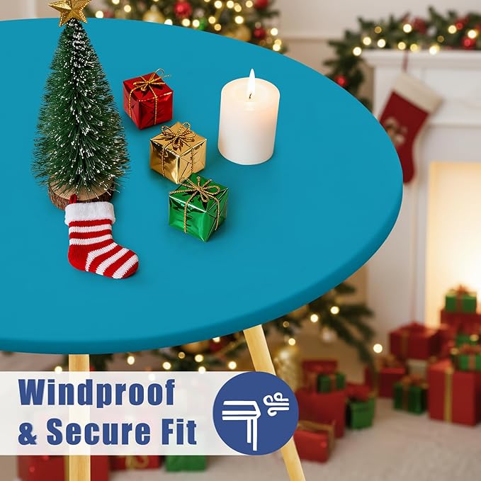 Round Spandex Tablecloth, Elastic Fitted Waterproof Tablecloths - Image 3