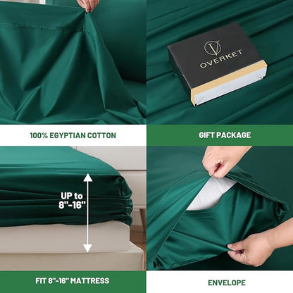 1000 Thread Count Egyptian Cotton Sheets Queen Size Set 4PCS Sateen Weave Soft - Image 4