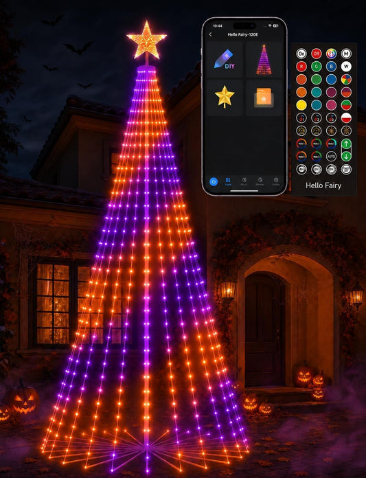 Popotan Halloween Outdoor Christmas Tree, 7FT 295 LED, RGB App Control