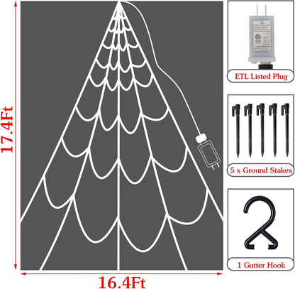 Halloween Decorations Outdoor Spider Web: Giant Light Up Spider Webs Decor