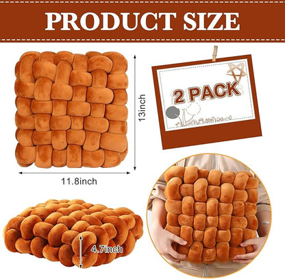 Wenqik 2 Pcs Knot Pillows Square Knotted Plush Throws Soft Accent Pillows - Image 2