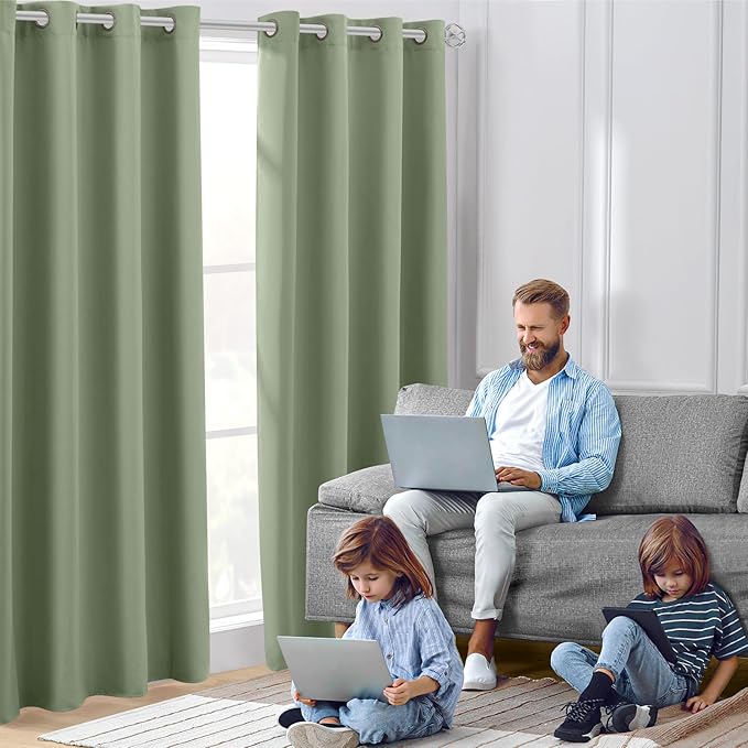HOMEIDEAS Sage Green Blackout Curtains - Image 7