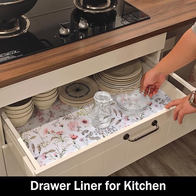 Leaf Floral Shelf Liners Non Adhesive and Strong Non-Slip Shelf and Drawer - Image 3