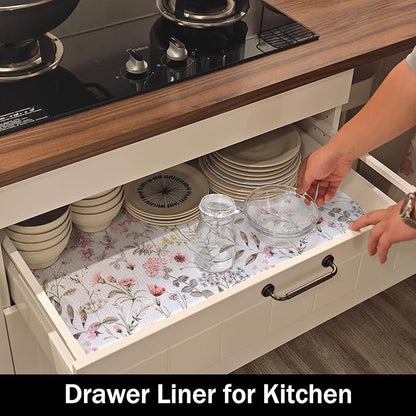 Floral Leaf Shelf Liners Strong Non-Slip and Non Adhesive 12IN x 20FT Shelf and - Image 6