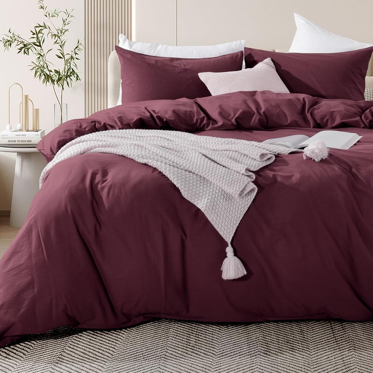 nexhome pro duvet cover set queen size linen showing dimensions