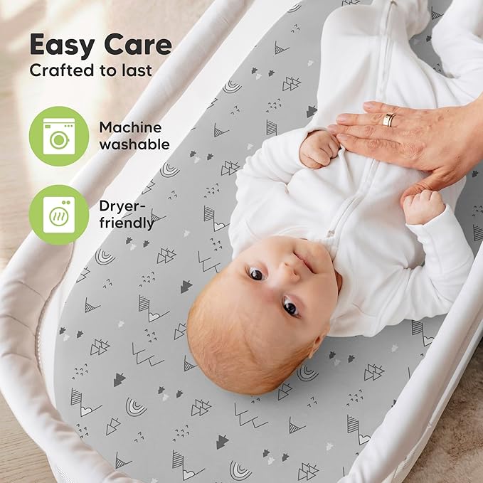 2-Pack Organic Bassinet Sheets for Girls, Boys - Image 7