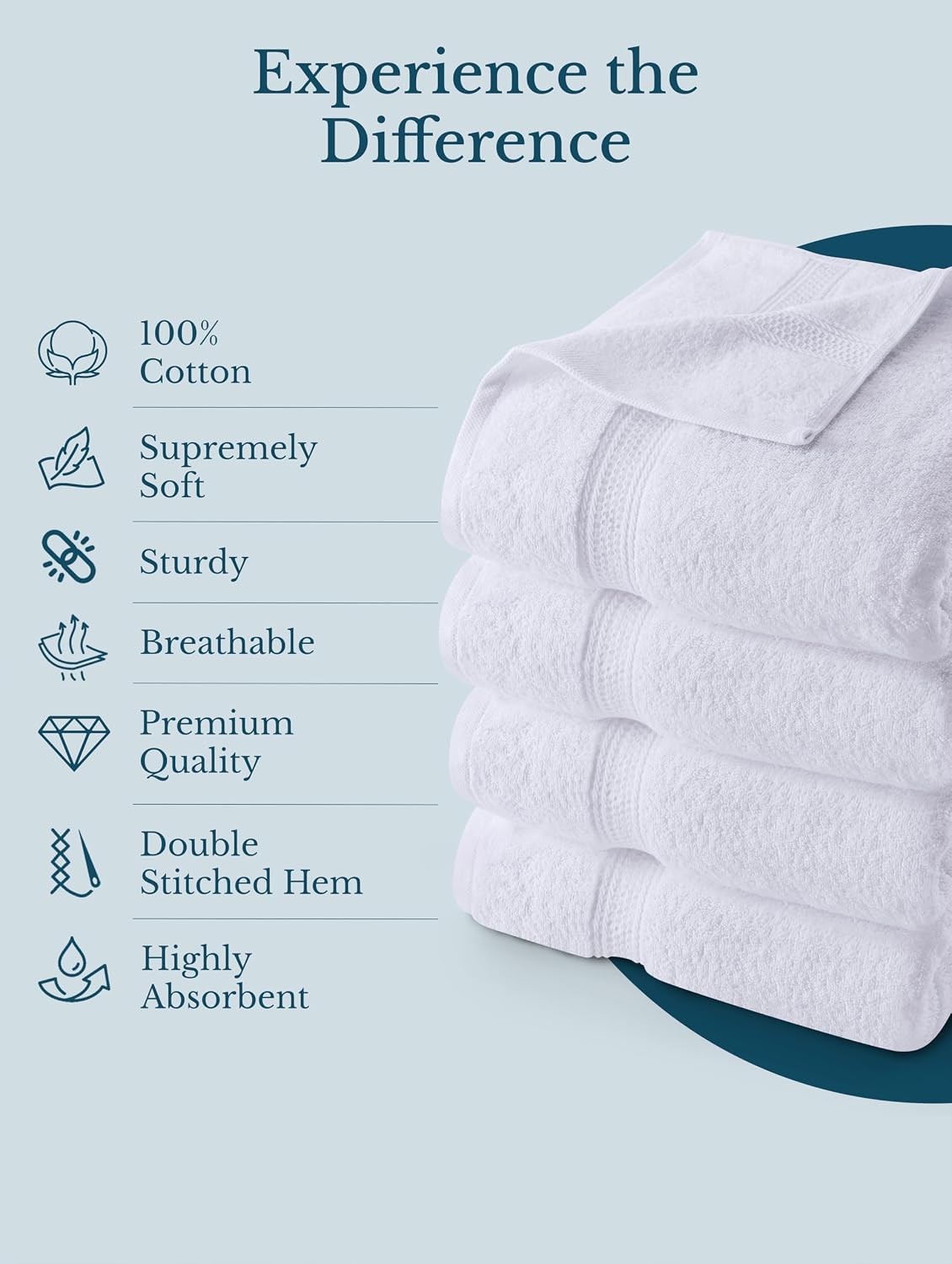 utopia towels 4 pack premium bath towels, 27x54 showing dimensions