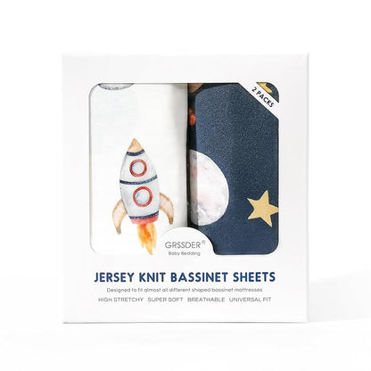 Stretchy Ultra Soft Fitted Bassinet Sheet Set 2 Pack, Universal Fit - Image 2