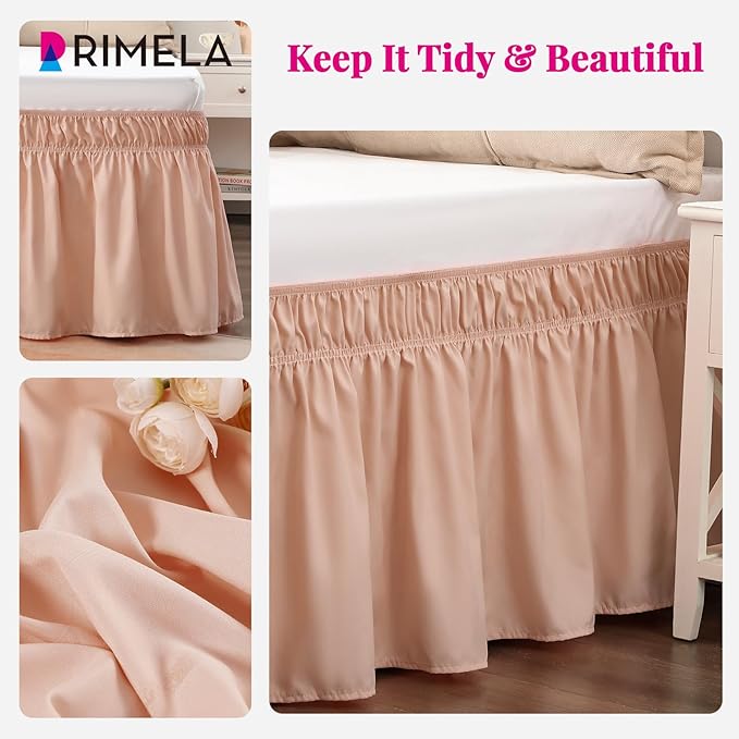 RIMELA Bed Skirt Queen Size 15 Inch Drop, Wrap Around Elastic Bedskirt Solid - Image 3