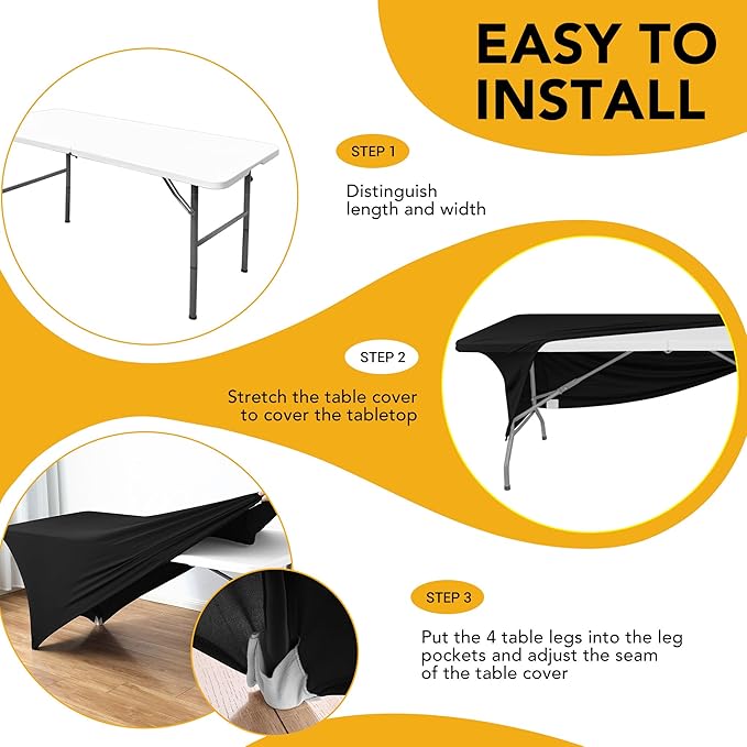 8-Pack Premium Black Spandex Tablecloths - Image 8