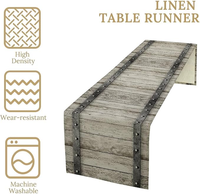 Wooden Barn Doors Table Runner Wood Rustic Farm Farmhouse Country Retro Metal - Image 7